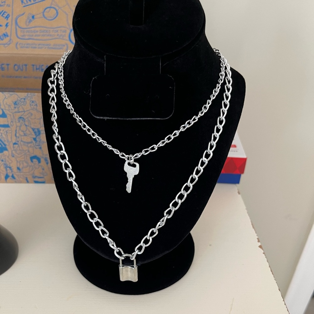 CHOORO Couple Lock Key Pendant Necklace Adjustable